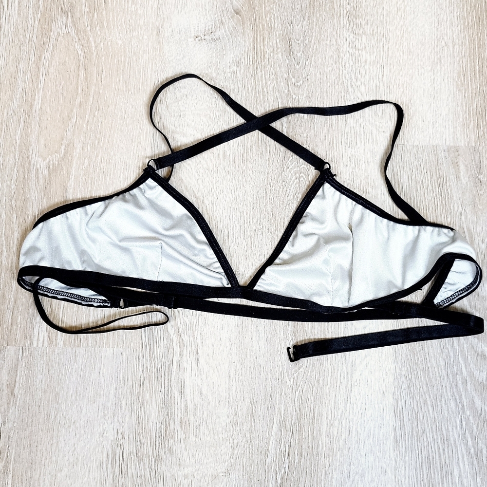 WIDOW Light Champagne Slinky Spandex Triangle Bra Wrap Around Size M